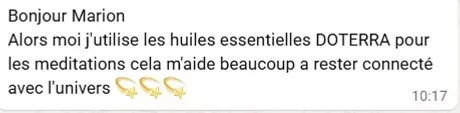 Message d’une cliente sur les huiles essentielles
